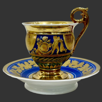 Чайная пара с мифологическим сюжетом в стиле ампир, Западная Европа, нач. XIX века